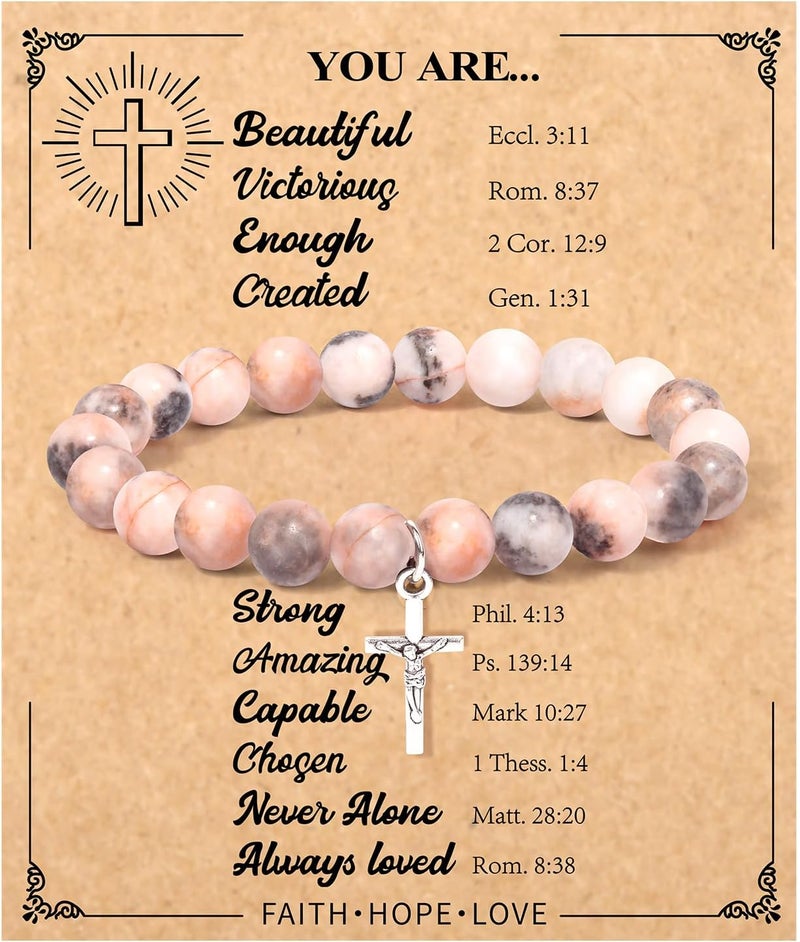 Paderast Christian Christmas Gifts for Women, Religious Cross Bracelet Gifts for Women/Daughter/Friend/Sister/Grandma/Granddaughter/Godmother/Her, Inspirational Birthday Faith Based Jewelry Stocking Stuffers Gifts - Image 1